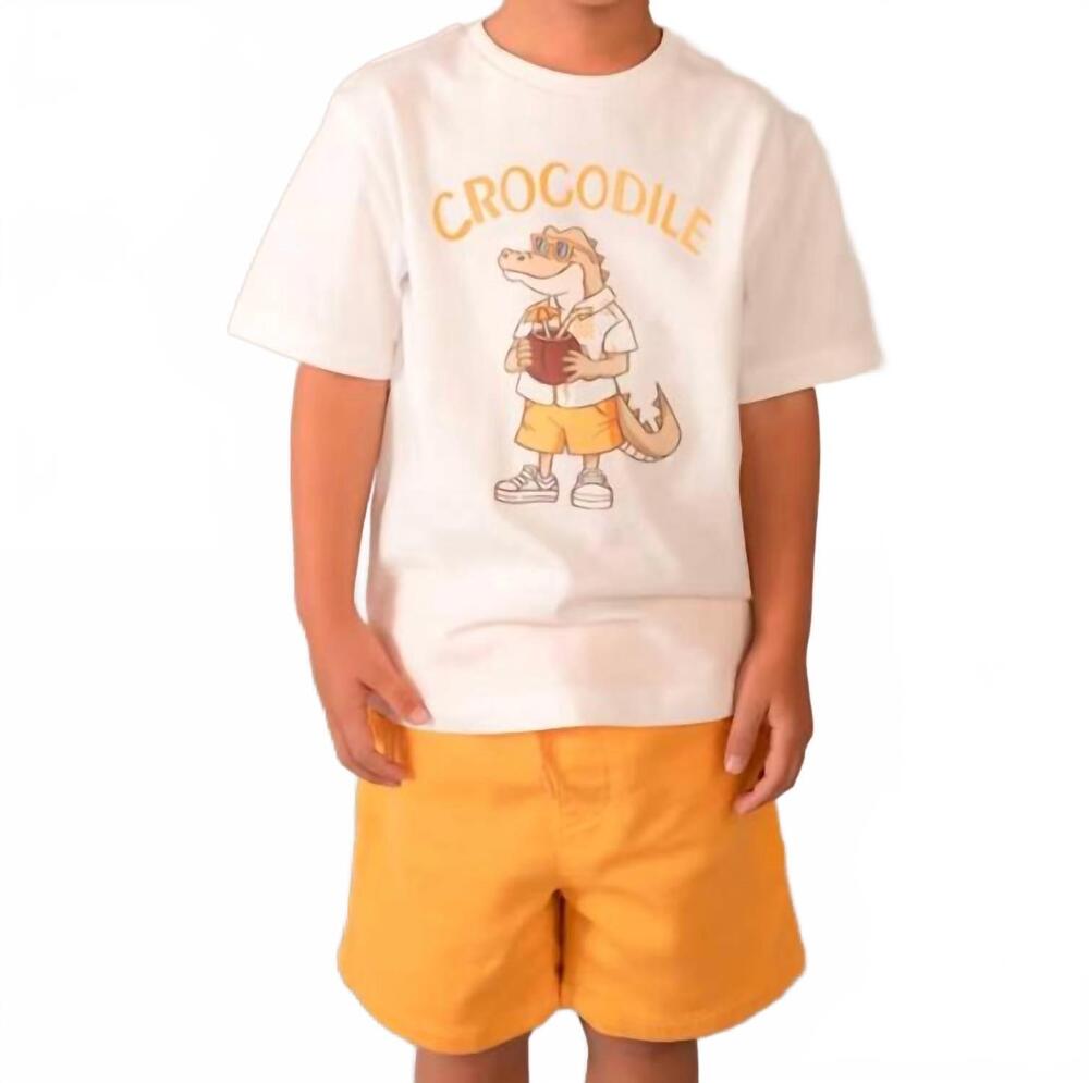NEW MAYORAL boys crocodile shirt in white
